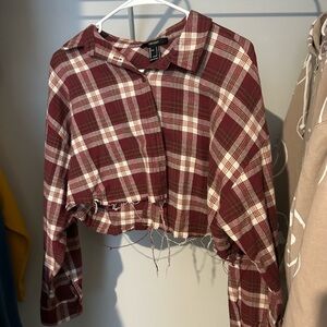 Forever 21 Burgundy Plaid Shirt